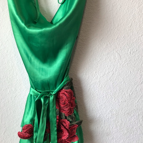 Dresses & Skirts - Satin one piece romper flower embellishments